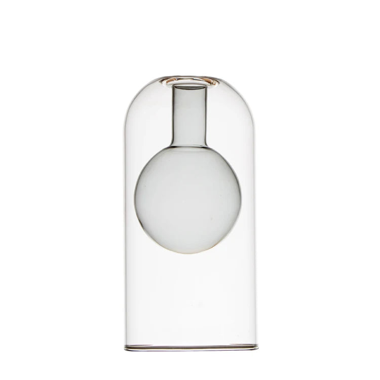 Double Layer Glass Single Flower Vase Glass Double Wall Glass Bud Flower Vase for Home Table Decoration