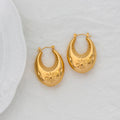 Stainless Steel Carving Exquisite Hoop Earring Gold Color Fashion Daily Jewelry Waterproof Bijoux Women
