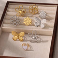 Hollow Flower Open Adjustable Finger Ring Wholesale Butterfly Design 18k Gold Plated Stainless Steel Flower Rings