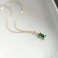 S925 Sterling Silver Emerald Luxury Pendant Necklace 14K Gold Plated Green Cubic Zirconia Necklace
