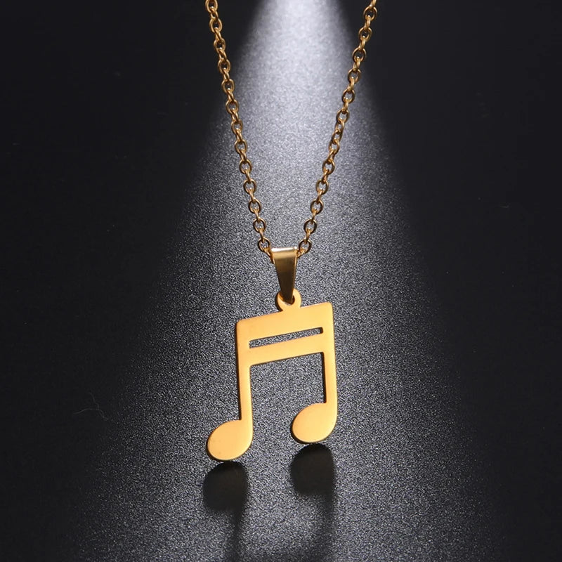 Women's Musical Note Necklace Stainless Steel 18K Gold Plated  Music Note Jewelry Gifts for Women  Music Note Pendant Necklace