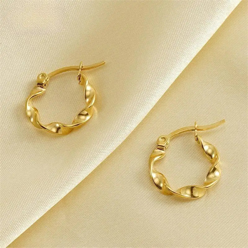 Beimai OEM Ohrstecker Round Stainless Steel Twist Pattern Buckle Earrings