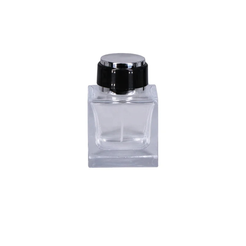 Custom Shiny Silver & Black Luxury Perfume Bottle Caps with Pump Sprayer Elegant Cosmetic Packaging Closures