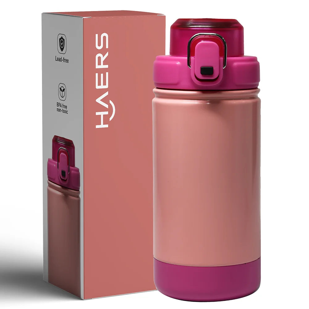 Haers New Design Water Bottle Thermoses Stainless Steel with Straw Lid
