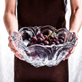 Hxglass Large Size Modern European Style Engraving Fruit Plate Tray Creative Glass Candy Pot Crystal Coffee Table Fruit Plant