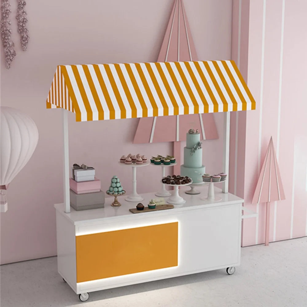 Birthday Party Props Decorative Acrylic White Flower Candy Display Cart for Wedding Party