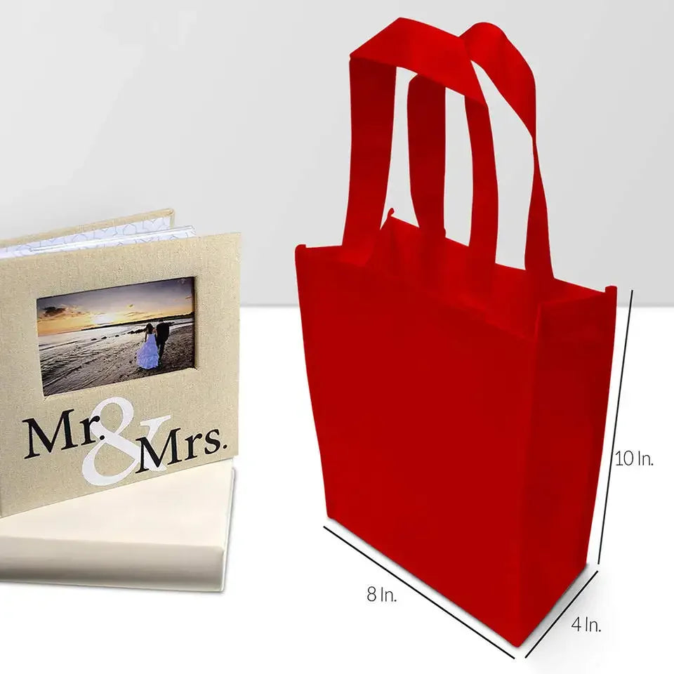Wholesale Custom Red Non-Woven Fabric Supermarket Shopping Bags Reusable Eco-Friendly Festival Gift Bags