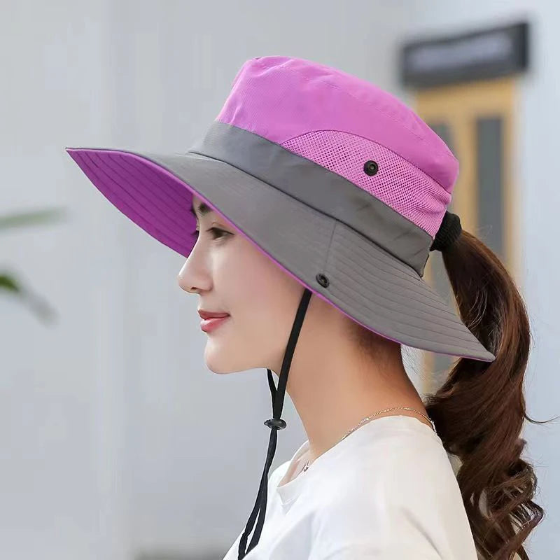 Large-Brimmed Outdoor Bucket Sun Hat Foldable and for Summer Sports Cycling Mountaineering Fishing Couples