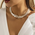 New Fashion Elegant Multilayer Pearl Necklace for Women Vintage Fashion Party Wedding Statement Necklace  for Women Gift