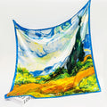 90cm Plain square Silk Chiffon Santin Print Scarf