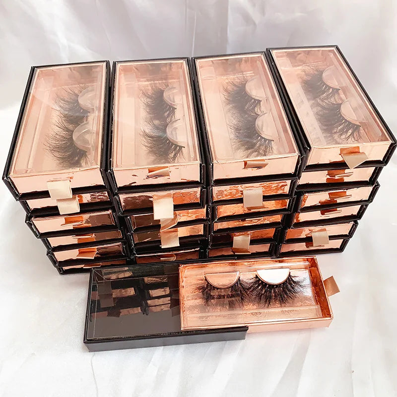 Natural Real 3d 5d Lash Siberian Mink Lashes Wholesale 25mm Mink  Bulk Full Strip Fake Eyelash Vendor 5 Stars