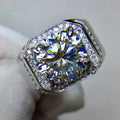 Classic Silver 925 Original 5 Carat Brilliant Cut Pass Diamond Test Sparkling D Color Moissanite Wedding Ring Men Fine Jewelry