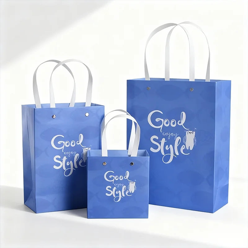 Luxury Custom 4-Sided Kraft Paper Shopping Bags with Square Bottom Handles for Clothing & Dress Storage-Use for Shoes