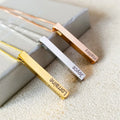 Diy Personality Custom Laser Logo 5x40mm Square 316L Stainless Steel Necklace Mother's Day Gift for Woman Charms