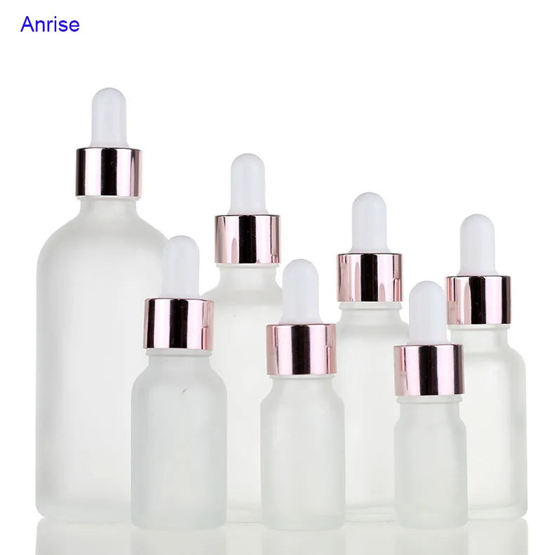 Wholesale 5ml 10ml 15ml 20ml 30ml 50ml 100ml Clear Frosted Glass Lotion Eye Oil Packaging Rose Gold Dropper Bottle