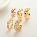 Laminated Gold Hoop Earrings Elegant Hollow Hanging Zircon Earrings Wholesale Fashion Jewelry in 18K Gold-Plated Copper Alloy