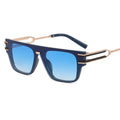 2023 Luxury Fashion Rectangle Metal Logo Sunglasses Custom Black Square Frame with UV400 Lenses Gold accents for Women and Men
