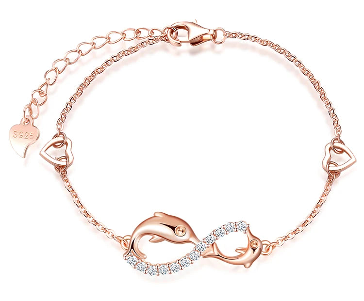 925 Sterling Silver Dophin Animal Charms for Bracelet Infinity