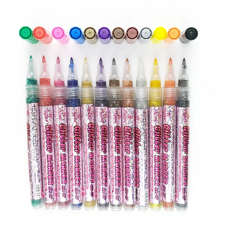 Adult Coloring Book Set with Non-Toxic Water-Based Glitter Markers Japanese Tip Plastic Craft Doodling Drawing Gift for Writers