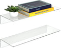 17" Eco-Friendly Acrylic Floating Shelves Clear Shelves for Displaying Plants Perfumes Books in Bedroom Living Room Office