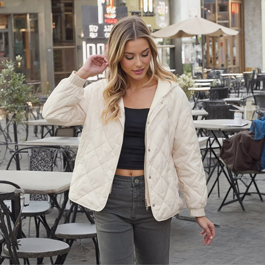 Women Windproof Short Slim Puffer Coat Spring Autumn Puffer Jacket