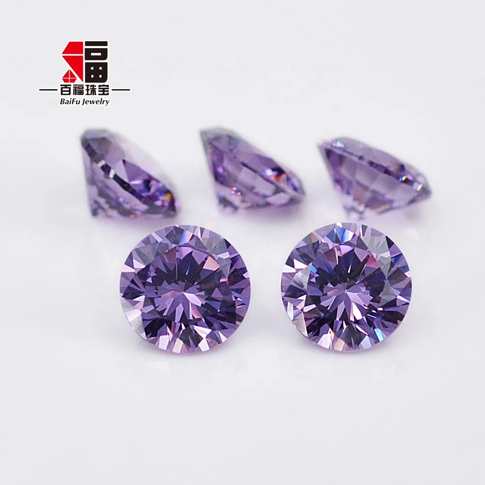 Baifu Light Amethyst Round Brilliant CZ 1.0-3.0mm 5A Cubic Zirconia for Fashion Jewelry
