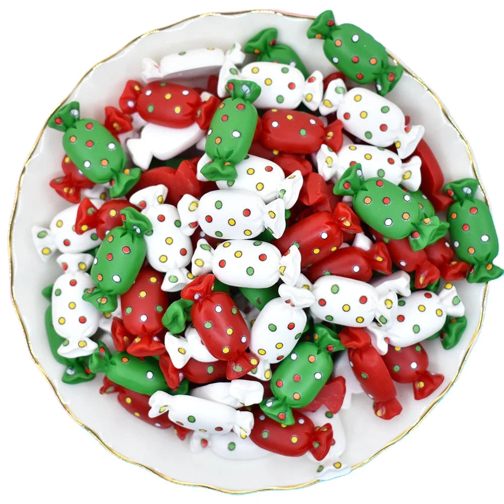 Colorful Christmas Dot Candy Flatback Resin Cabochon Scrapbooking Hair Bows Accessories Food Play DIY Christmas Decoration