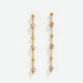 High End PVD 18K Gold Plated Water Drop CZ  Zirconia Chain Tassel Long Dangle  Earring Stainless Steel Women Fashion Jewelry