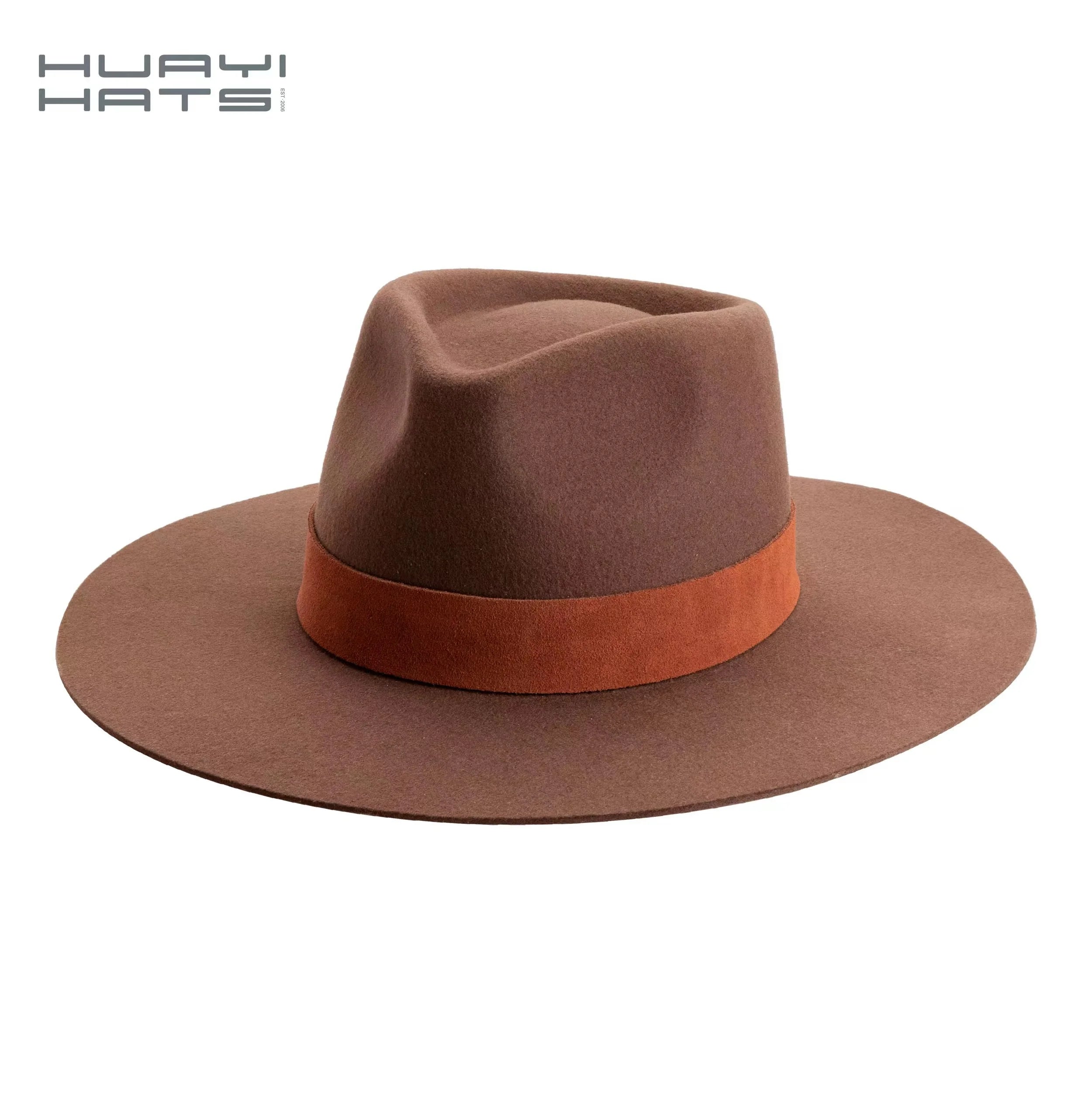In Stock Wool Felt Fedora Hat Popular Shape Hard Stiff Wide Brim Australian 100 Wool Fedora Hats for Women Men Fashion Dress
