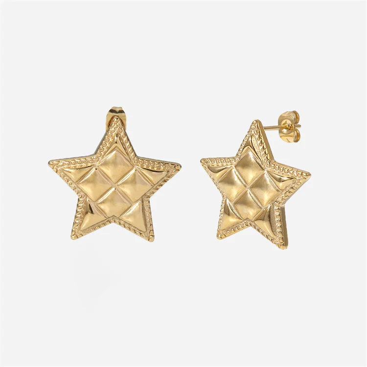 New Temperament Stainless Steel Cute Star Design Teenager Girls Stud Earrings 18k Gold Women Jewelry Earring