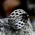 SS8-993R New Design Stainless Steel Chain Knitting Ring Knot Ring Retro Simple Fashion Jewelry for Men Gift