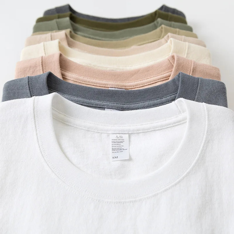 Custom LOGO 210grams Wholesale High Quality 100% Cotton Plus Size Boys Men's Plain T-shirts Vintage White Oversize T-shirts