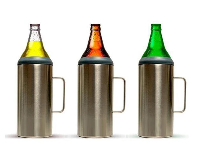 40oz Beer Bottle Holder Stainless Steel Insulated Can Cooler Holder with Handle Portacaguamon 1.2 Lts Porta Caguama