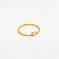 High End 18K Plain Gold Dainty Rectangle Zirconia Fine Rings Stainless Steel Trendy Simple Gold Plated Jewelry MegaBDM