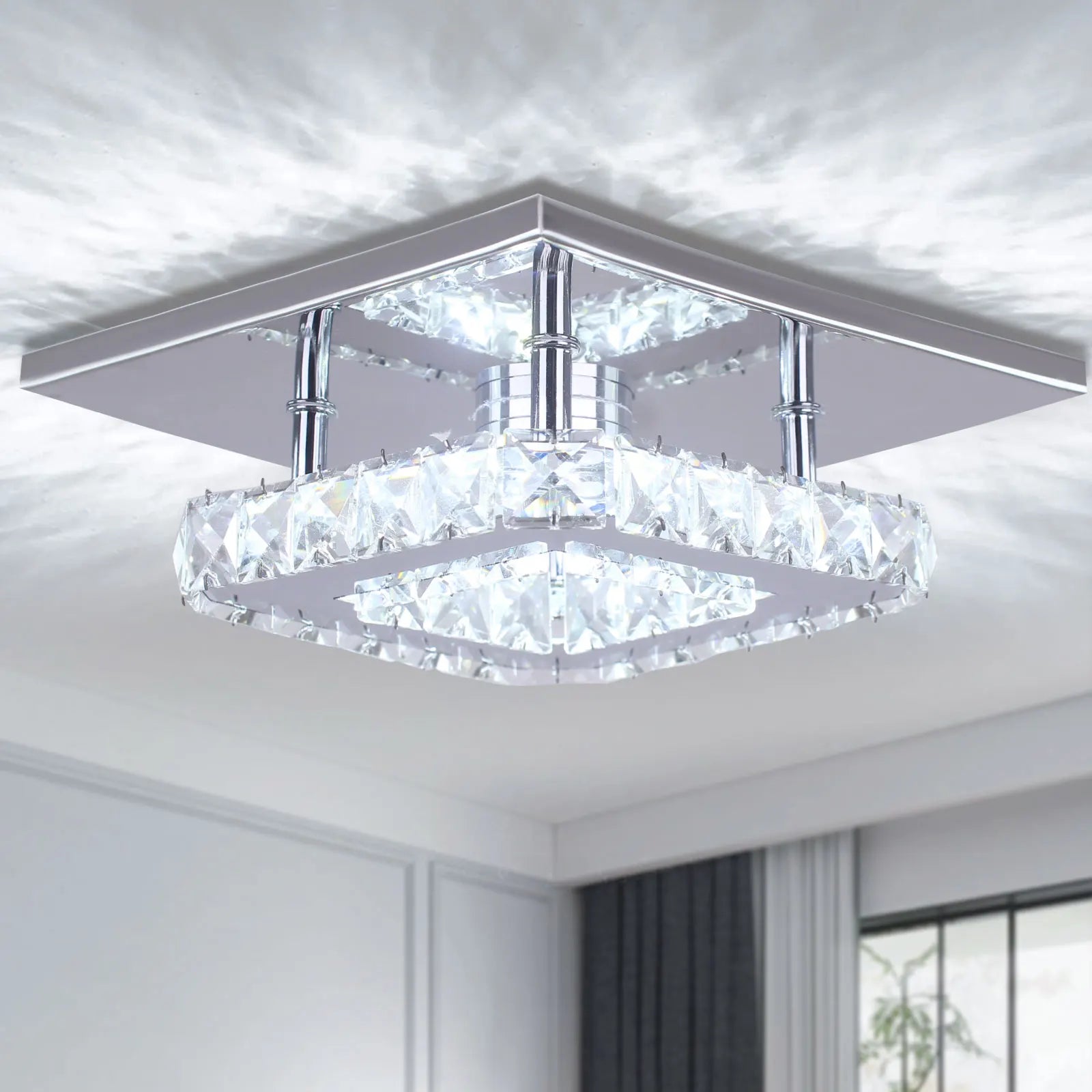 Small K9 Crystal Ceiling Lights for Living Room Ceiling Light Modern Living Room Square Ceiling Light Chandelier