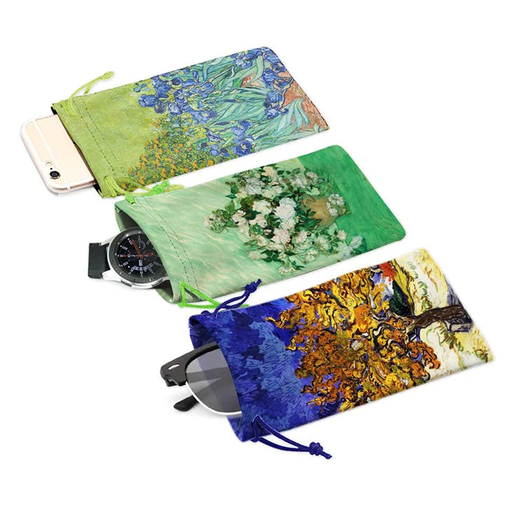 Wholesale Microfiber Fabric Mirror Cover Pouch Customer Size Microfiber Drawstring Sunglasses Bags