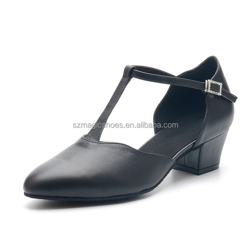 Customized Leather Latin Dance Shoes Black Low