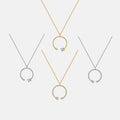FUAMAY Minimalist 925 Silver Simple C Shaped Necklace With Zircon Open Hoop CZ Necklace 18K Gold/Rhodium Plated Fine Jewelry