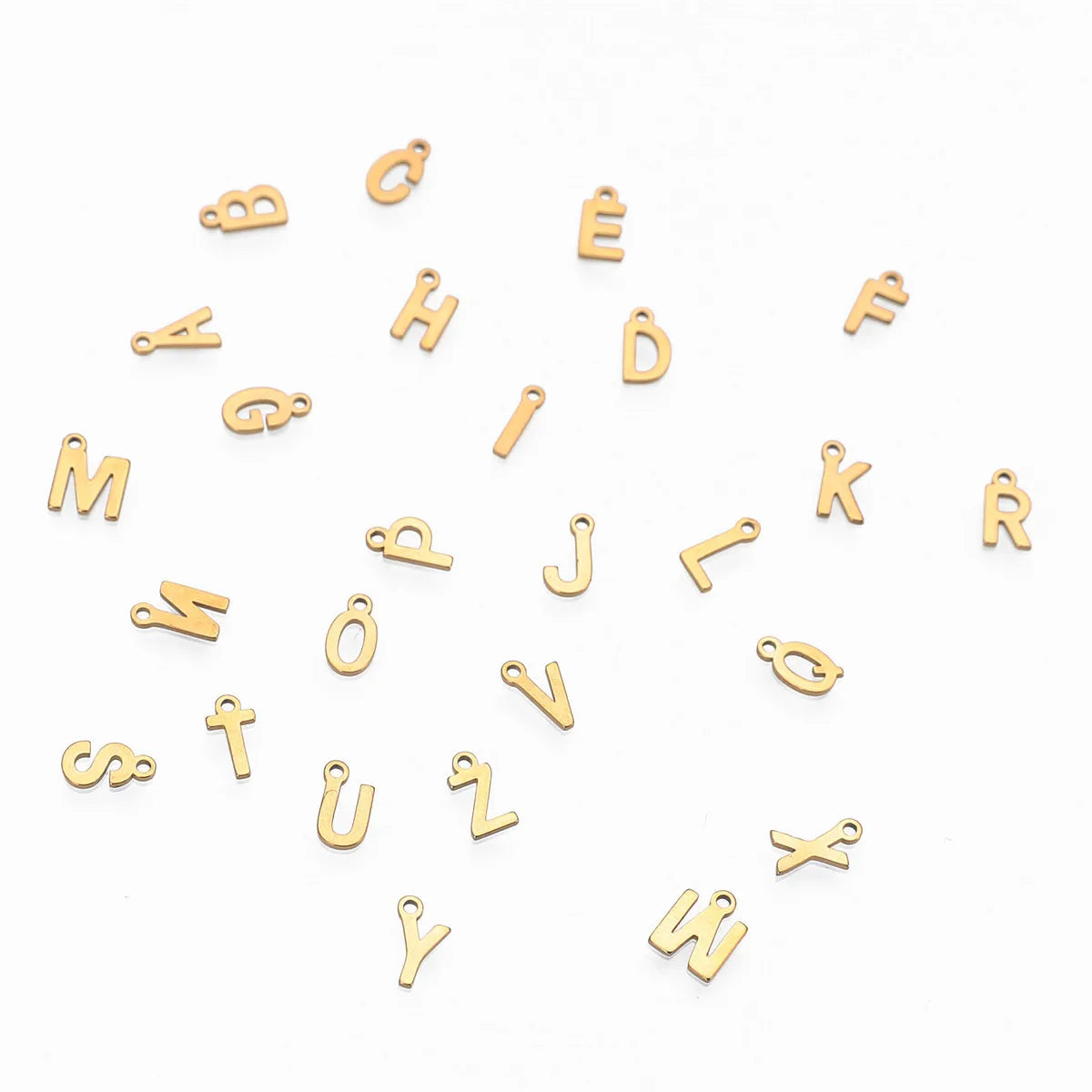 5 Pcs/lot 8 mm Gold 26 Letters Stainless Steel Initial Charm DIY Jewelry Making Charms Accessories