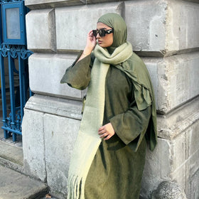 Modest Winter Thick Velvet Dress Premium Abaya Solid Color Daily Dresses Robe for Women L0103