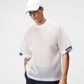 Custom Logo Summer Vintage Cotton Knitted T-Shirt for Men Quick Dry Mesh Design with Short Sleeve Tennis Wear