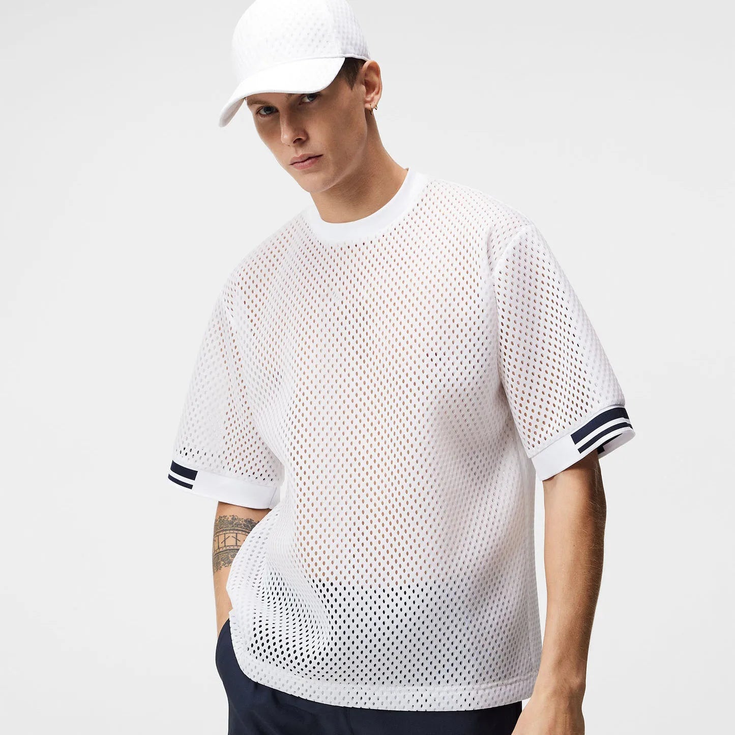 Custom Logo Summer Vintage Cotton Knitted T-Shirt for Men Quick Dry Mesh Design with Short Sleeve Tennis Wear