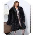 Winter Thick Fur Collar Luxury Long Real Silver Fox Fur Coat