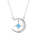 High Quality 925 Sterling Silver Blue Zircon Star Moon Pendant Necklace Rhodium Plated Celestial Necklace Jewelry for Women