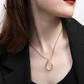 Hollow Water Drop Curve Choker Necklaces for Women Fashion Box Chain Horseshoe U-shape Ring Holder Pendant Necklace Jewelry