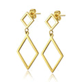 316L Stainless Steel Brass Gold Plated Modern Tow Squares Dangle Statement Stud Earrings Jewelry