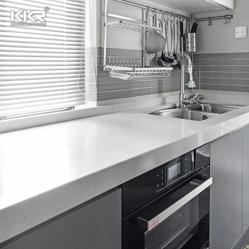 Solid Surface Modern Design Artificial Stone Kitchen Countertop Grey Marble Color Slab