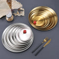 Multi-Size Round Stainless Steel Thickened Dessert Single-layer Plate BBQ Tableware Dish