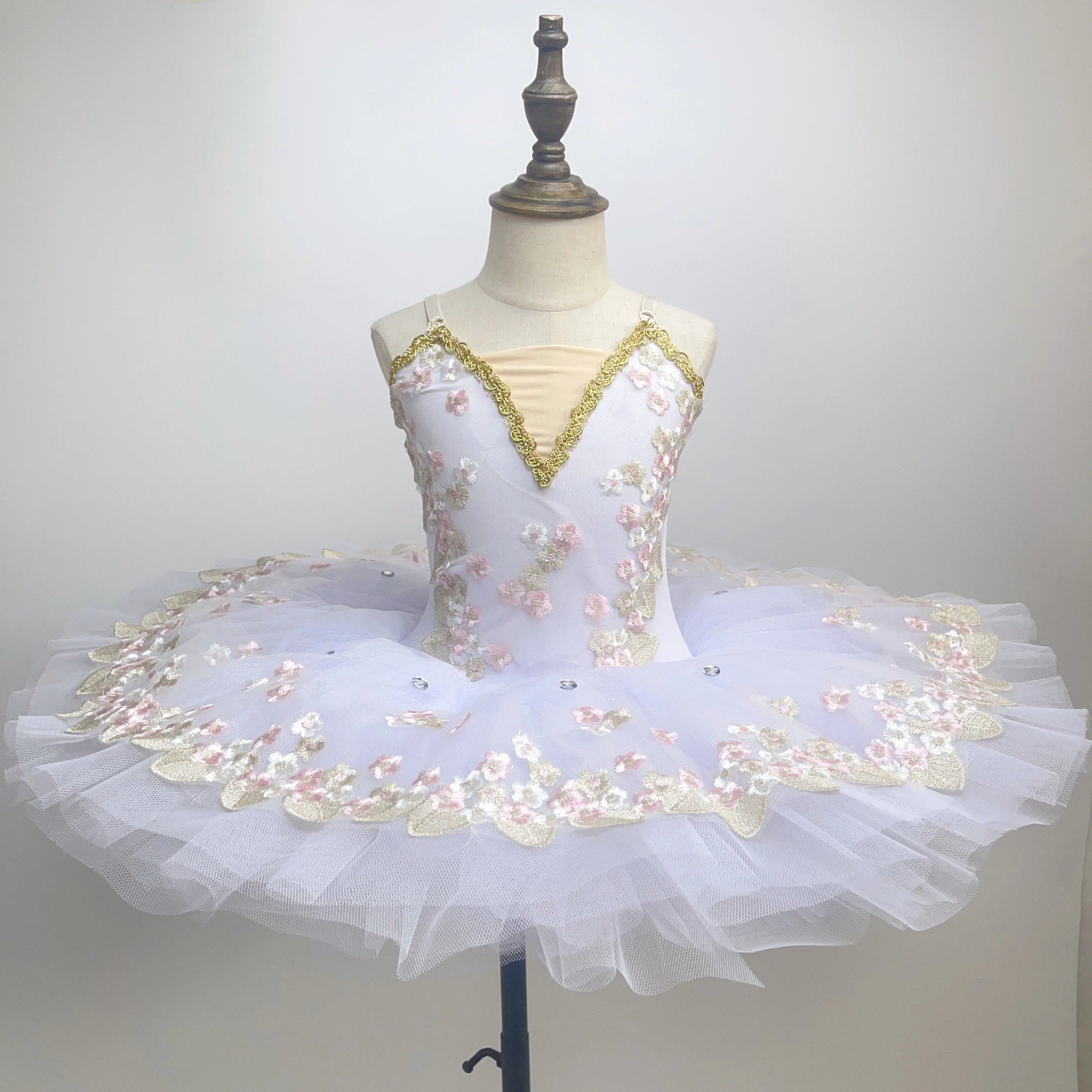 Girls Performance Wear White New Tulle Tutu Skirt Little Swan Professional Ballet Tutu