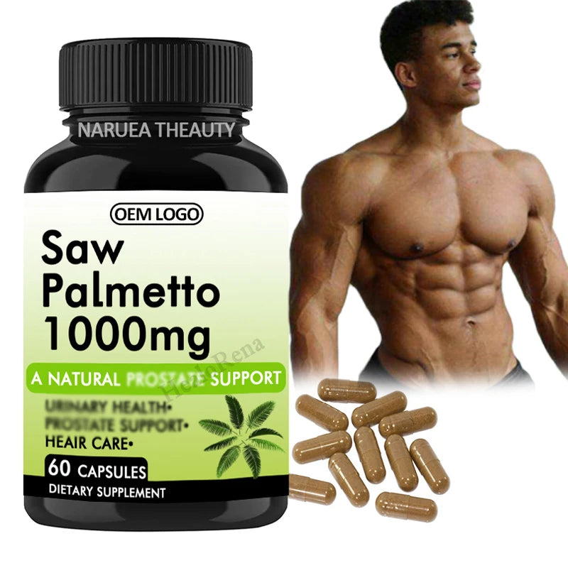 Private OEM Custom Label Herbal Pumpkin Green Tea Supplement for Men Natural Prostate Blend Powder Saw Palmetto Capsules